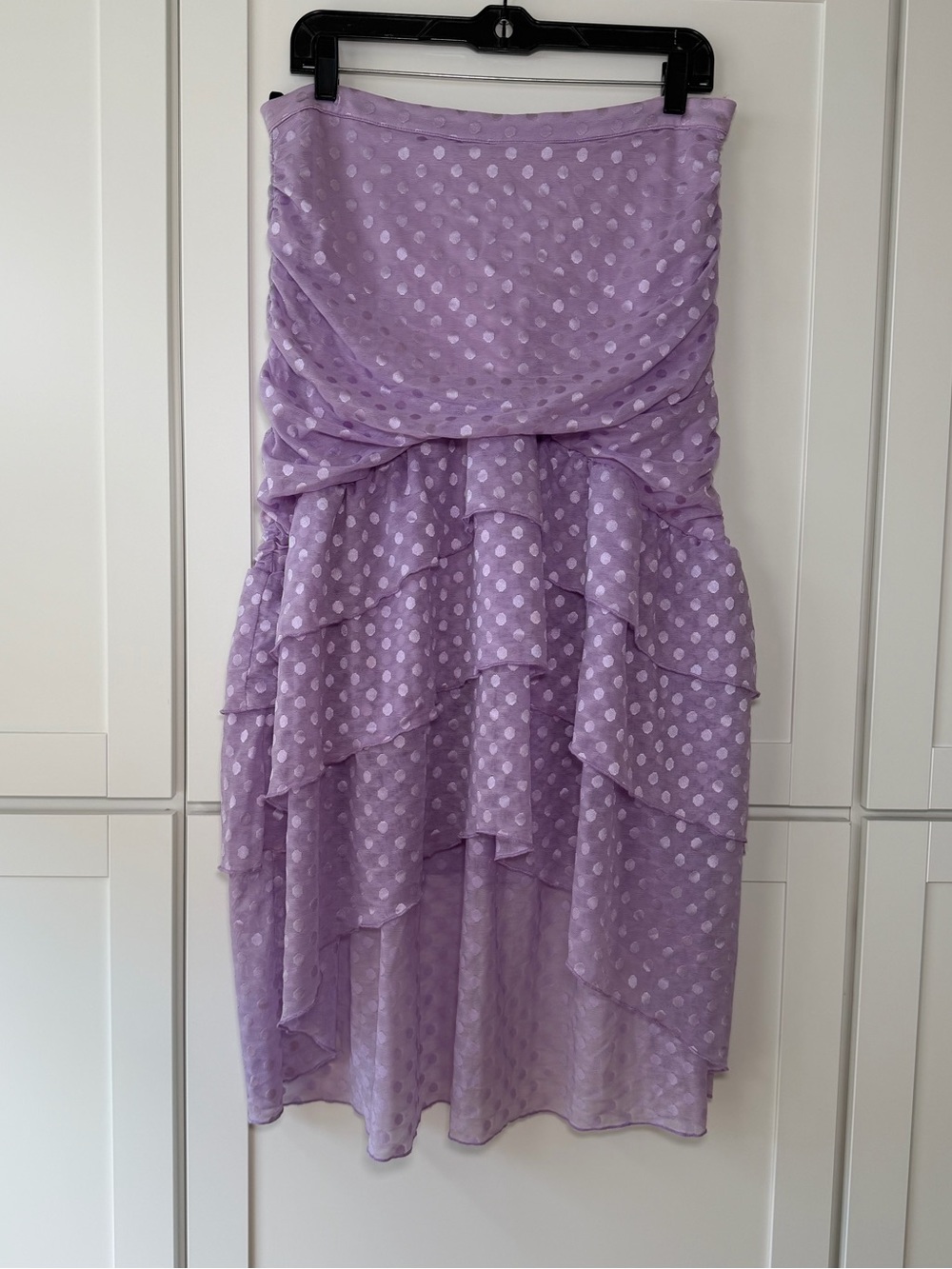 NWOT Marjorelle Asymmetrical Ruched Mermaid Whimsical Fairy Midi Skirt Polka Dot